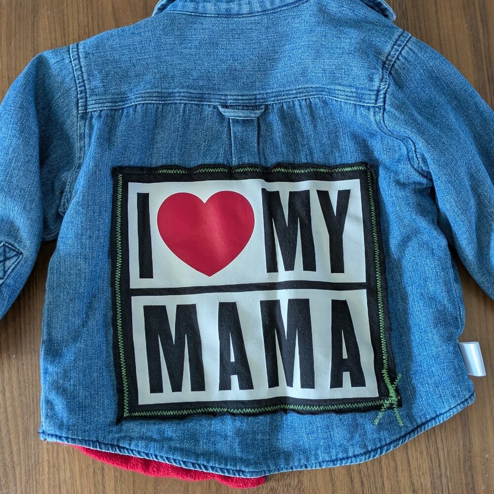 I Love My Mama Fleece Lined Jean Jacket 24mo (runs large)